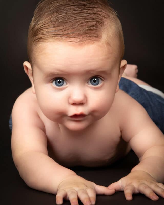 Baby Photography Western Sydney baby pouting blue eyes