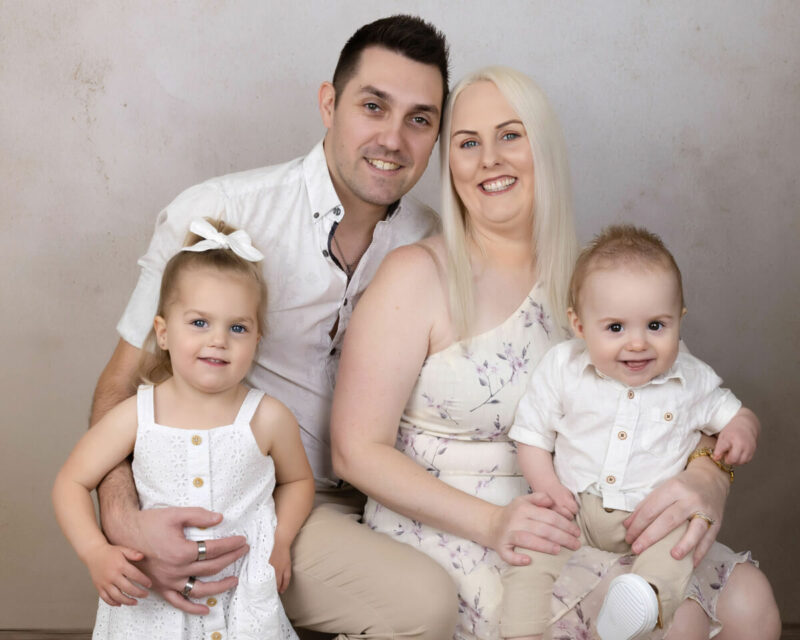 neutral toned family photo